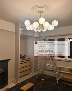 12-Light Two-tier Sputnik Opal Globe Chandelier