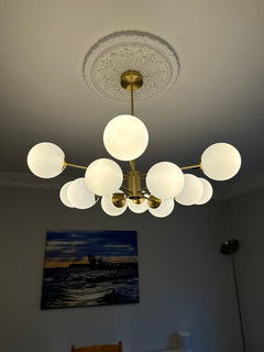 12-Light Two-tier Sputnik Opal Globe Chandelier