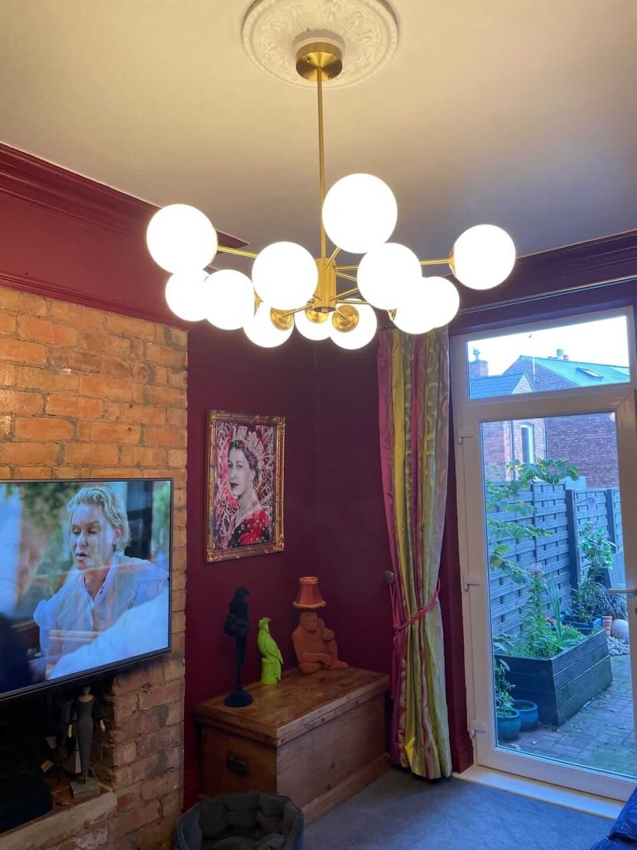 12-Light Two-tier Sputnik Opal Globe Chandelier