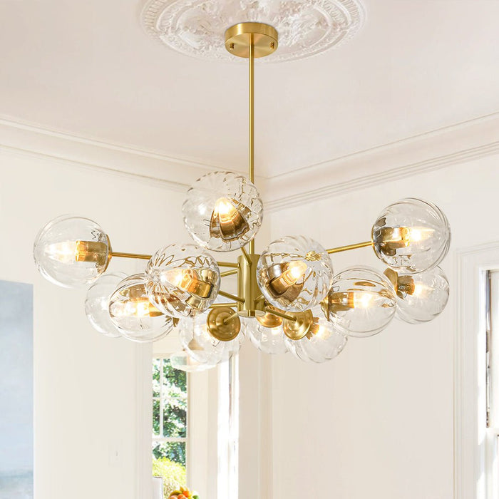 12-Light Two-tier Sputnik Striped Glass Chandelier