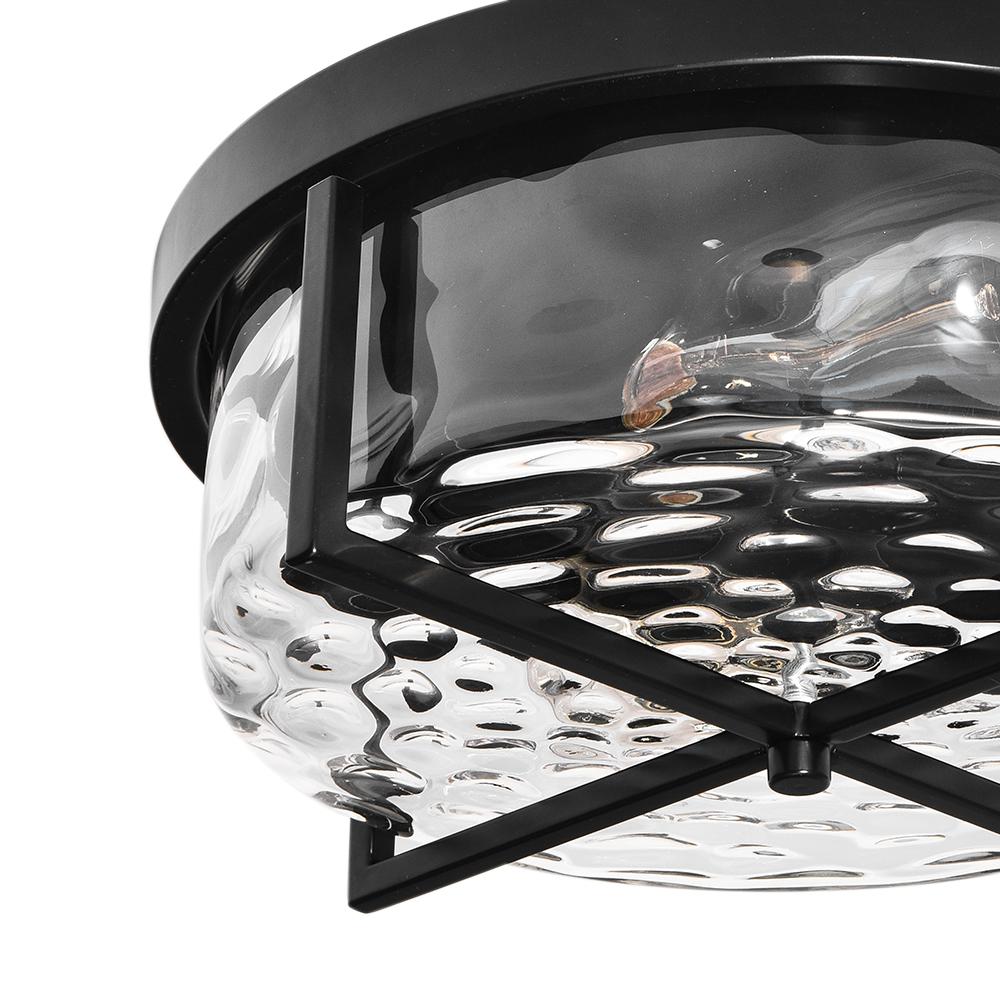 2-Light Flush Mount Ceiling Light in Seeded Glass Shade
