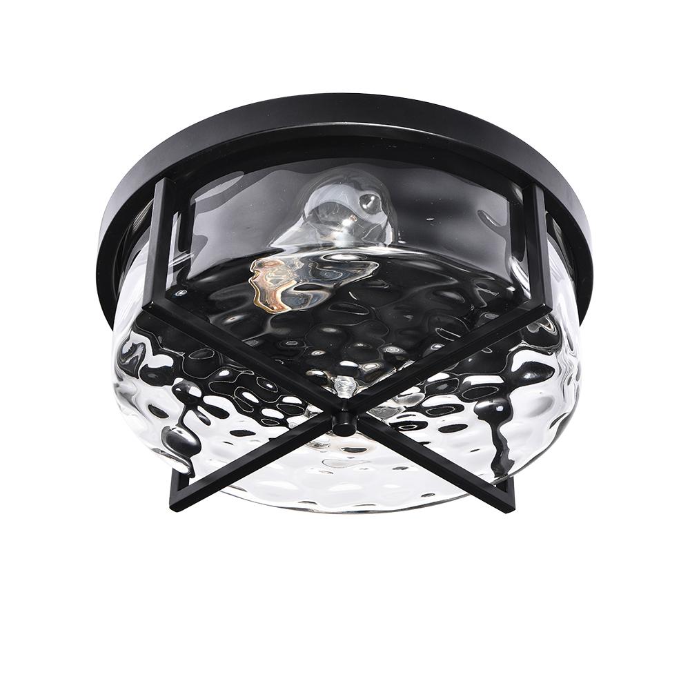 2-Light Flush Mount Ceiling Light in Seeded Glass Shade