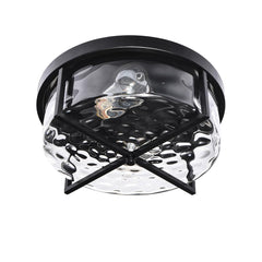 2-Light Flush Mount Ceiling Light in Seeded Glass Shade
