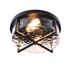 2-Light Flush Mount Ceiling Light in Seeded Glass Shade
