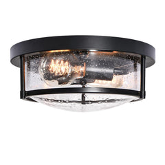 2-Light Flush Mount with Water-Drop Glass Shade