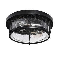 2-Light Flush Mount with Water-Drop Glass Shade