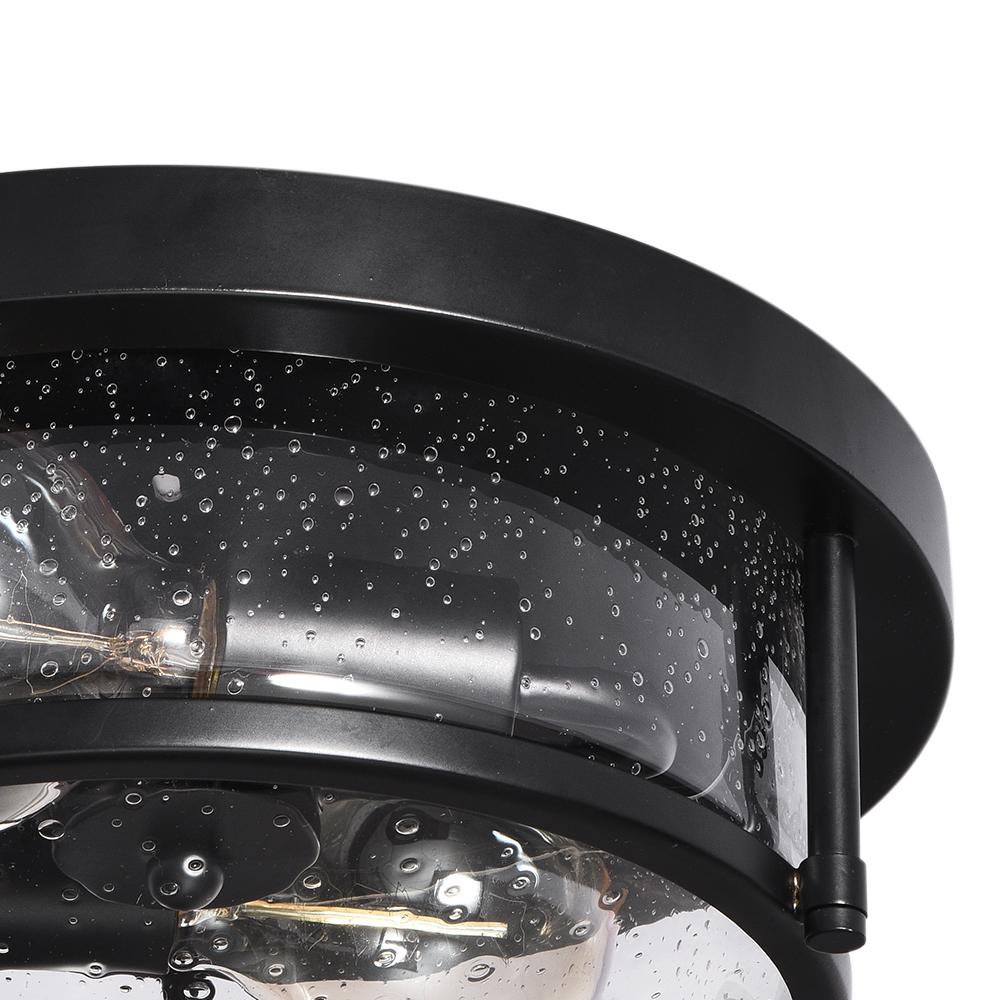 2-Light Flush Mount with Water-Drop Glass Shade
