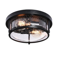 2-Light Flush Mount with Water-Drop Glass Shade