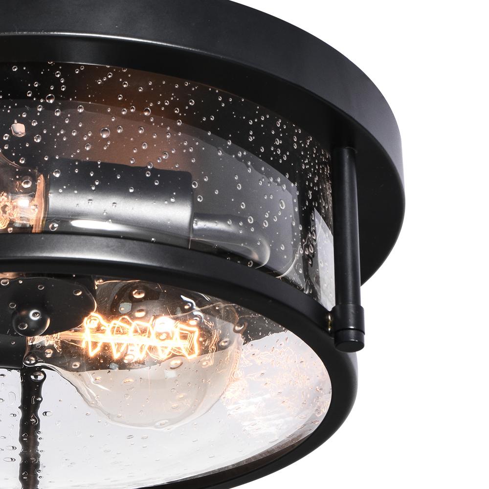 2-Light Flush Mount with Water-Drop Glass Shade