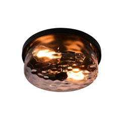 2 Light Seeded Glass Semi Flush Mount