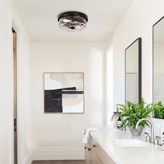 2 Light Seeded Glass Semi Flush Mount