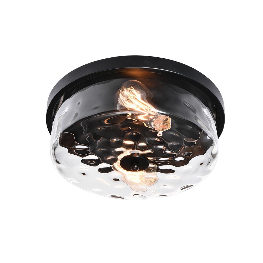 2 Light Seeded Glass Semi Flush Mount