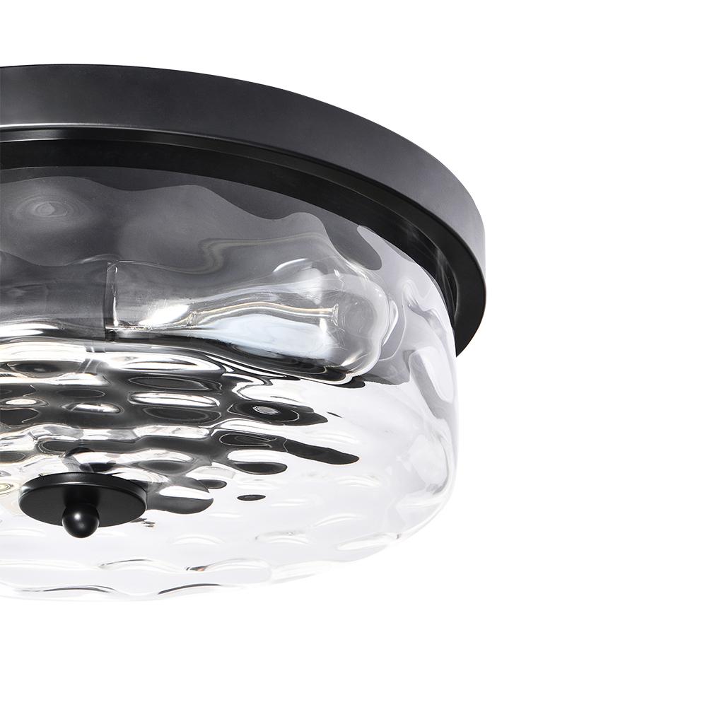 2 Light Seeded Glass Semi Flush Mount