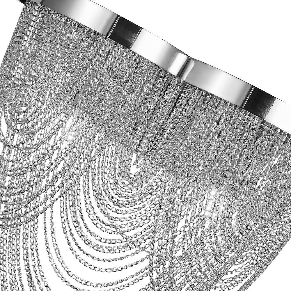 2-Light Silver Tassel Wall Sconce in Chrome