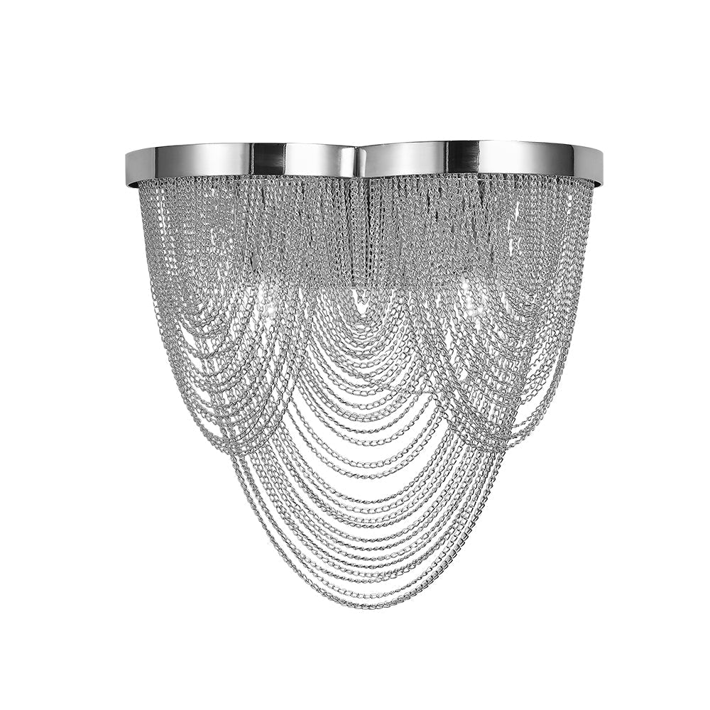 2-Light Silver Tassel Wall Sconce in Chrome