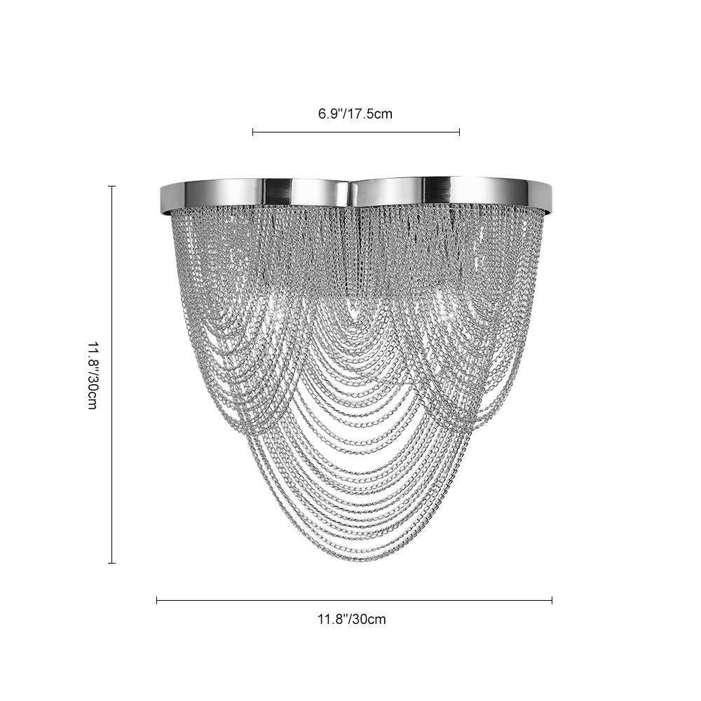 2-Light Silver Tassel Wall Sconce in Chrome