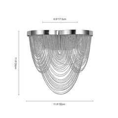 2-Light Silver Tassel Wall Sconce in Chrome