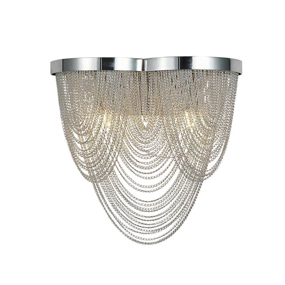 2-Light Silver Tassel Wall Sconce in Chrome