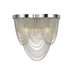 2-Light Silver Tassel Wall Sconce in Chrome