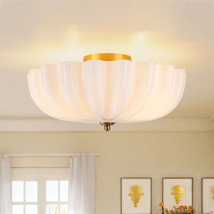 3-Light Bowl Daisy Glass Semi Flush