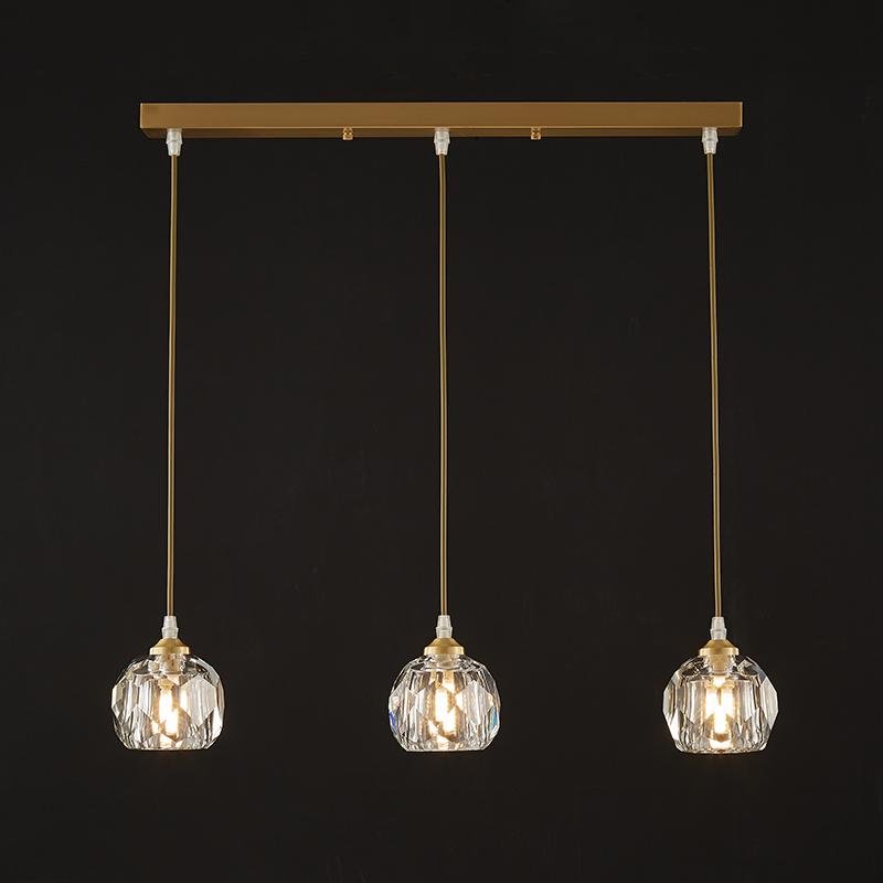 3-Light Clear Crystal Shade Pendant Light