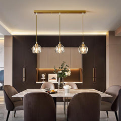 3-Light Clear Crystal Shade Pendant Light