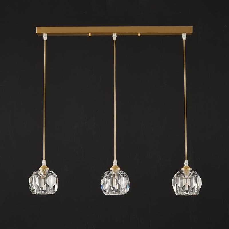 3-Light Clear Crystal Shade Pendant Light