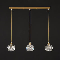 3-Light Clear Crystal Shade Pendant Light