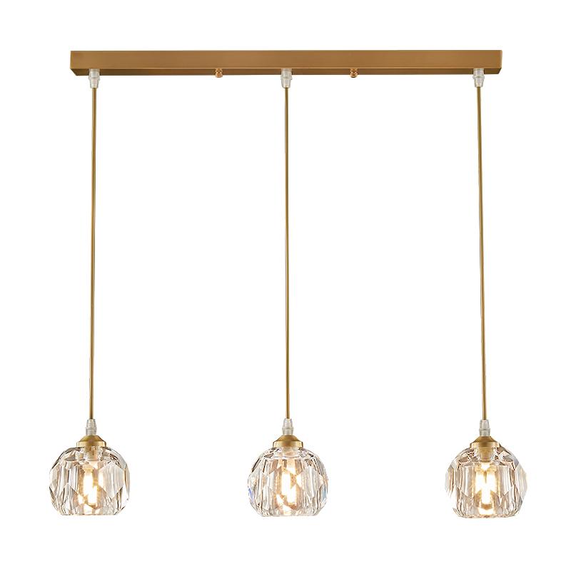 3-Light Clear Crystal Shade Pendant Light