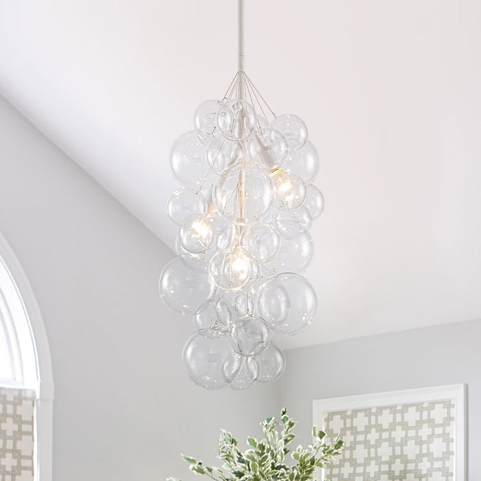 3-Light Cluster Glass Bubble Chandelier