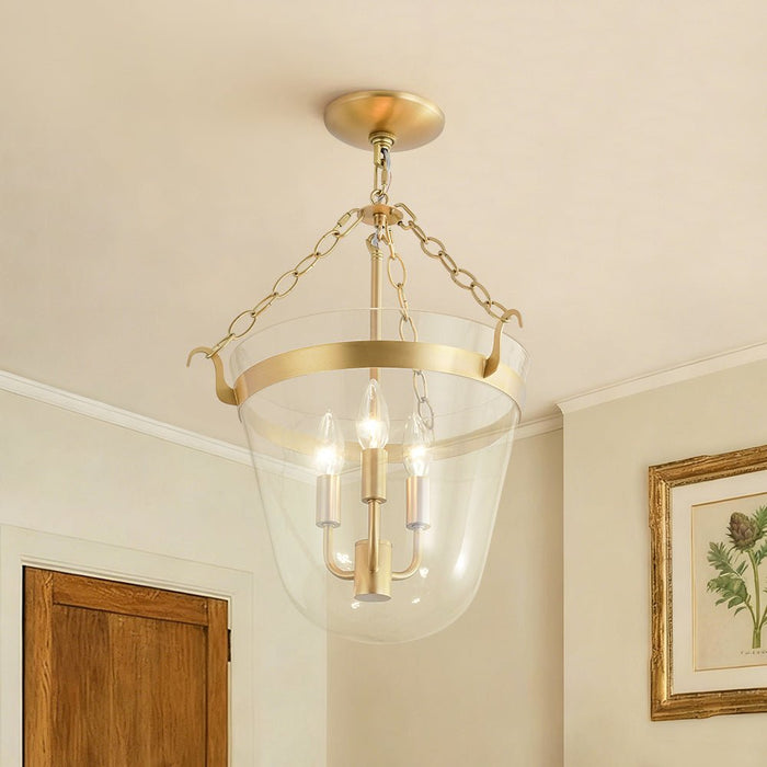 3-Light Lantern Clear Glass Pendant Light
