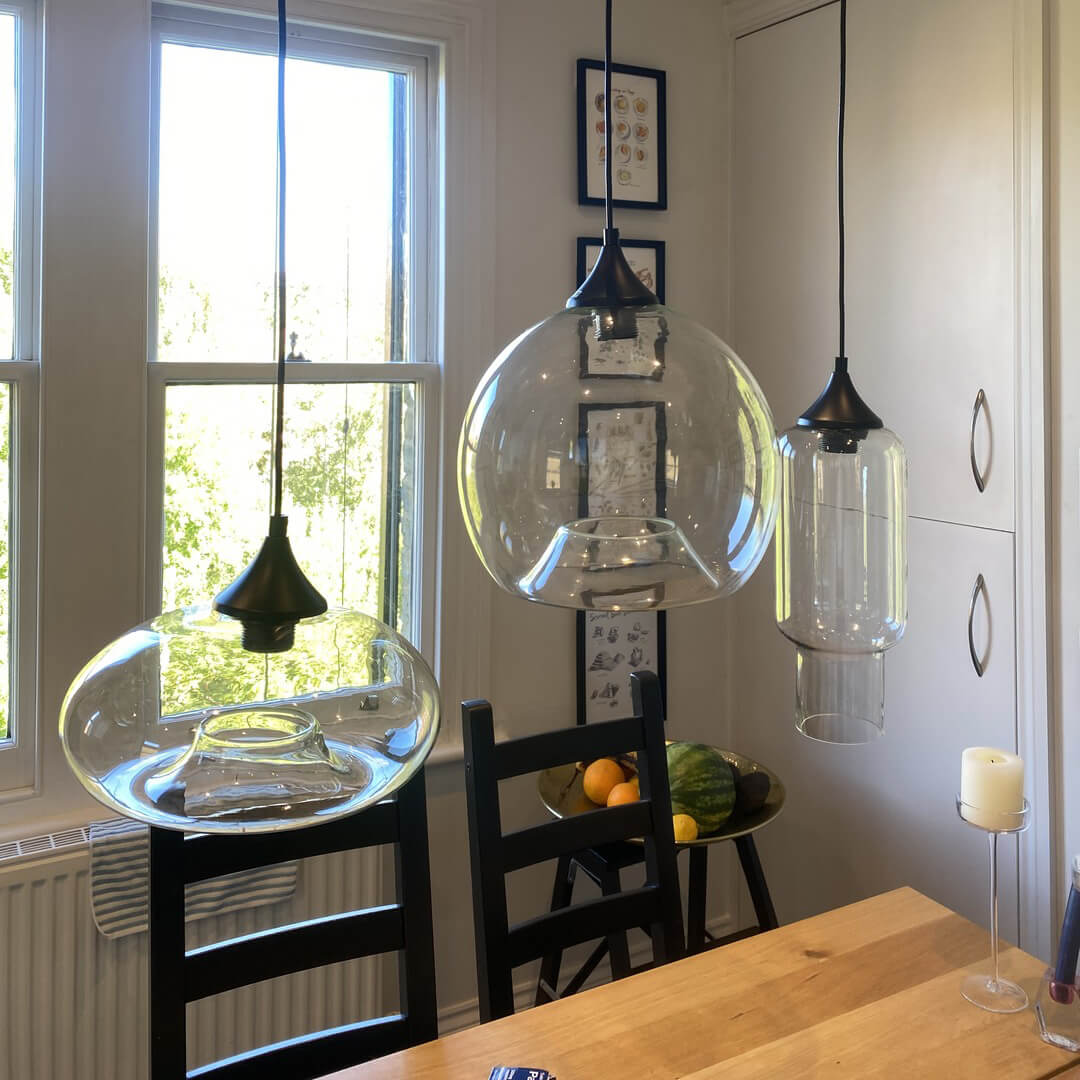 3-Light Linear Pendant with Clear Glass Shades