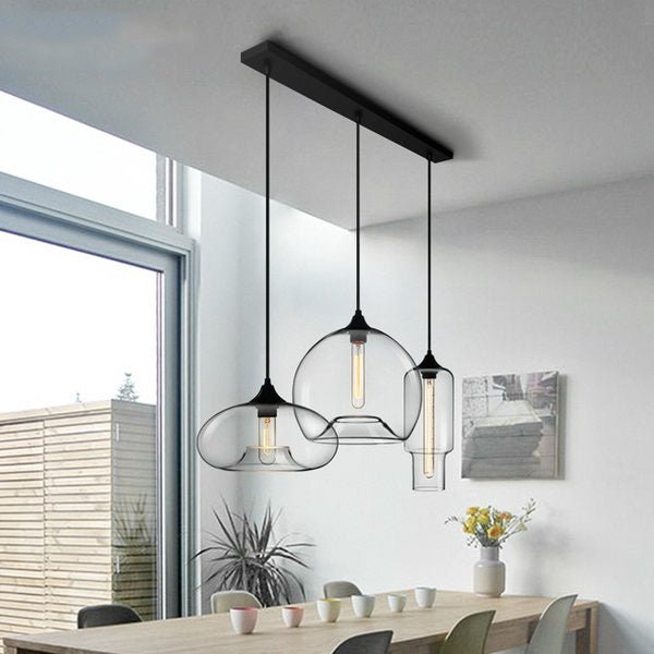 3-Light Linear Pendant with Clear Glass Shades