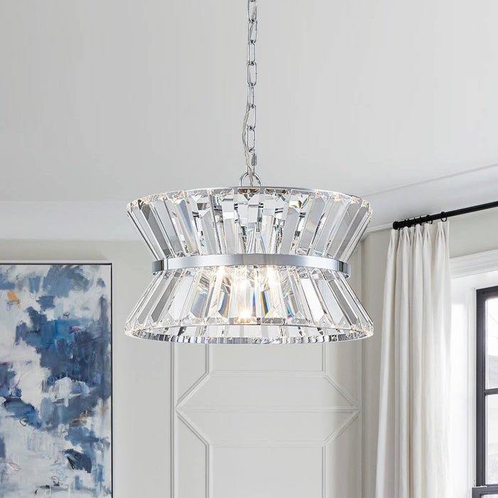 3-Light Up Down Crystal Shade Chrome Chandelier