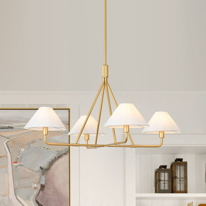 4-Light Cone Fabric Shade Chandelier