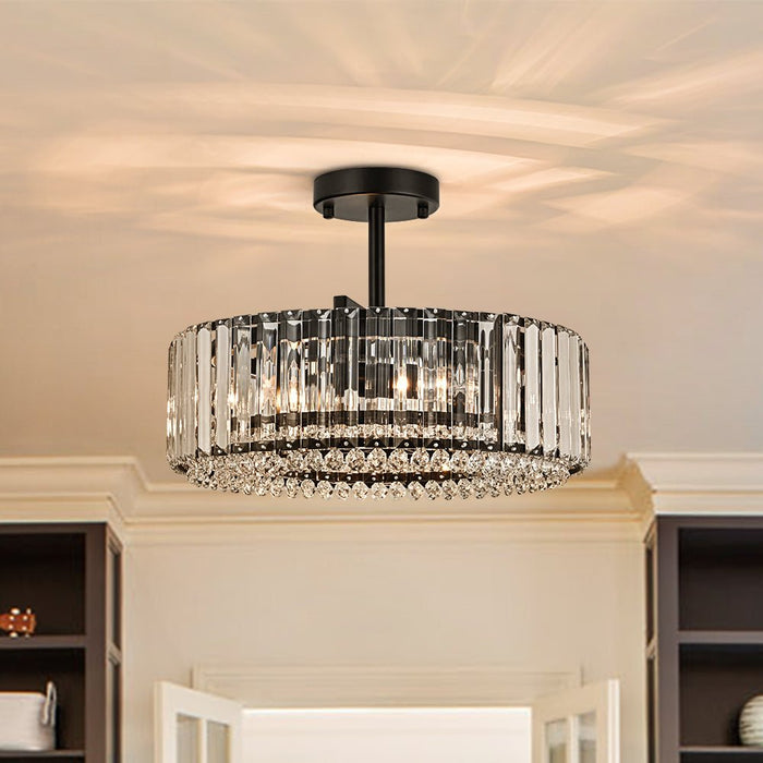 4-Light Crystal Drum Semi Flush Mount
