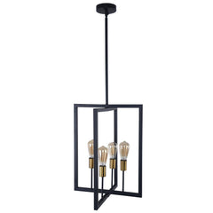 4-Light Square Geometric Pendant Light