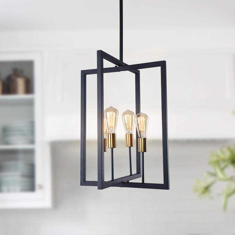 4-Light Square Geometric Pendant Light