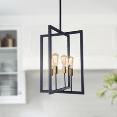 4-Light Square Geometric Pendant Light