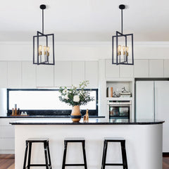 4-Light Square Geometric Pendant Light