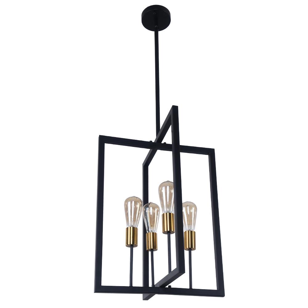 4-Light Square Geometric Pendant Light