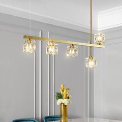 5-Light Crystal Shade Linear Ceiling Light