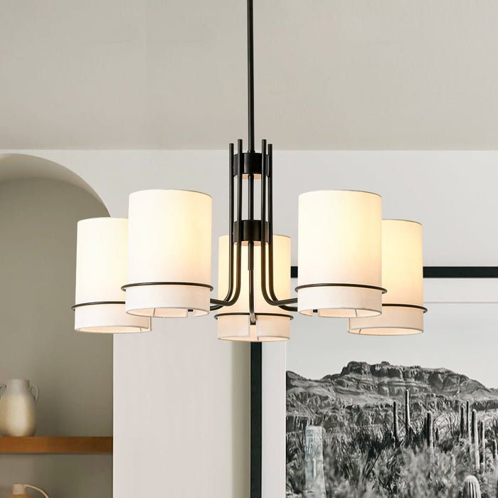 5-Light Cylinder Fabric Shade Chandelier
