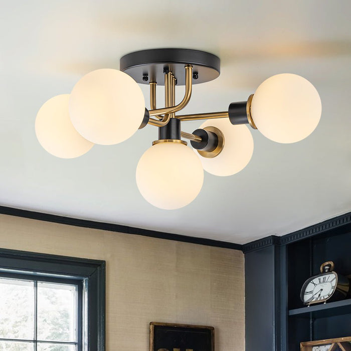 5-Light Glass Bubble Semi Flush Mount