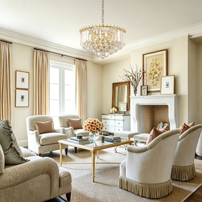 5-Light Teardrop Crystal Round Chandelier