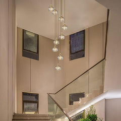 5/9 Light Dome Stairs Swirl Cluster Pendant Light