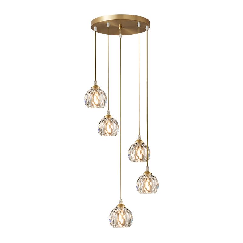 5/9 Light Dome Stairs Swirl Cluster Pendant Light