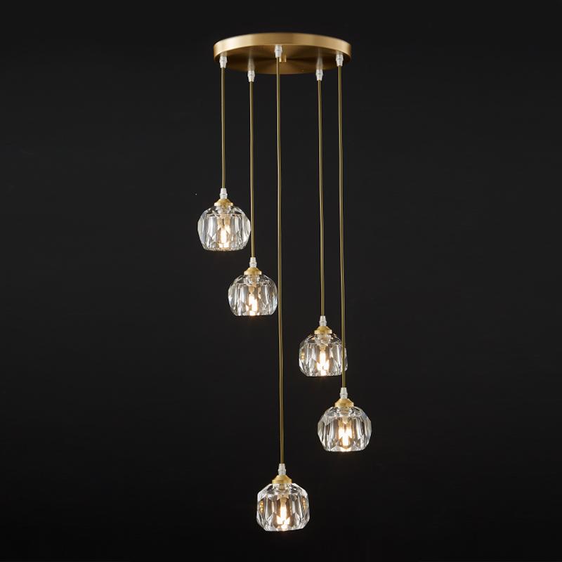 5/9 Light Dome Stairs Swirl Cluster Pendant Light