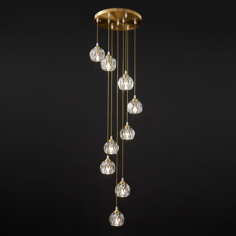 5/9 Light Dome Stairs Swirl Cluster Pendant Light