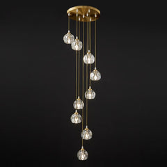 5/9 Light Dome Stairs Swirl Cluster Pendant Light